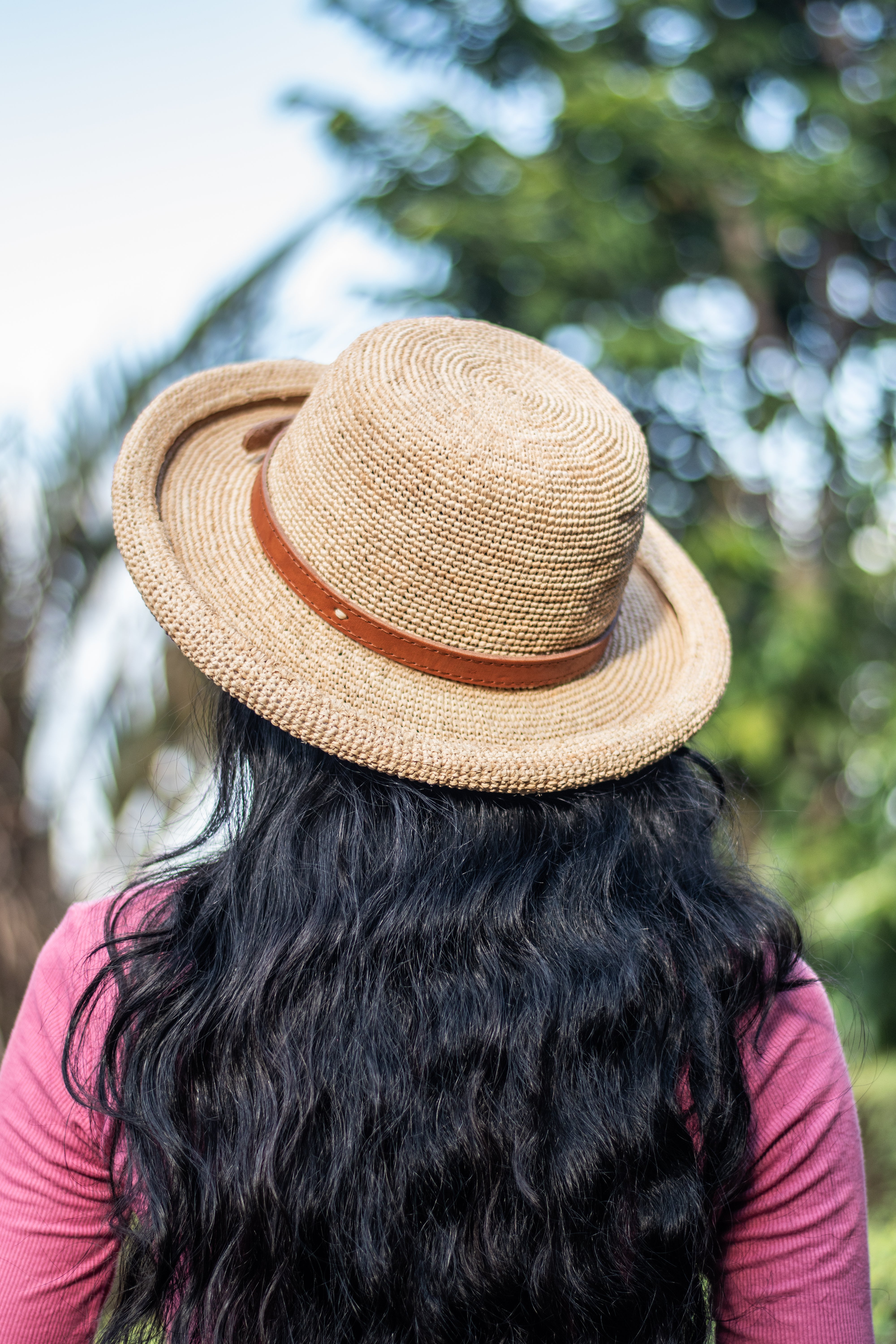 Rolled brim straw hat